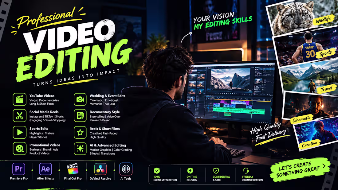 Cover image for Professional Video Editing | YouTube, Reels & Social Media