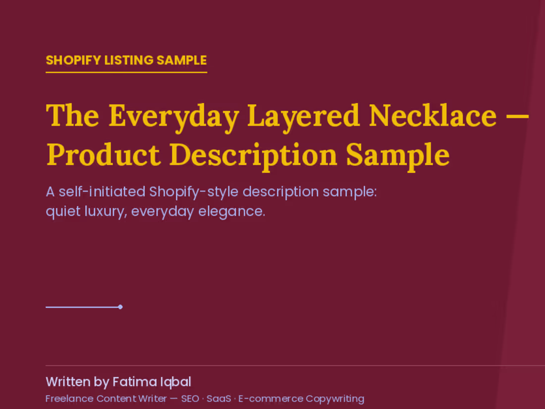 Cover image for Shopify Product Listing Sample
