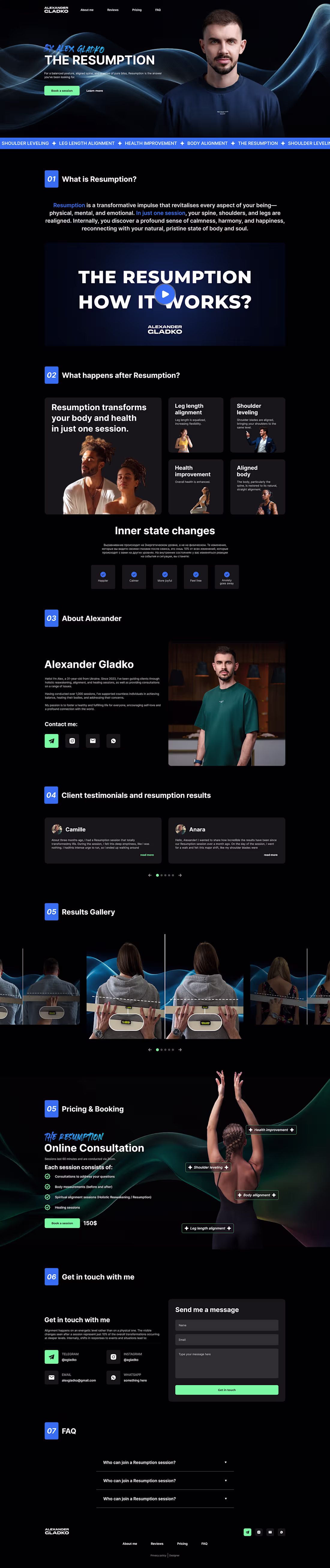 Cover image for The Resumption - Personal landing page/service booking