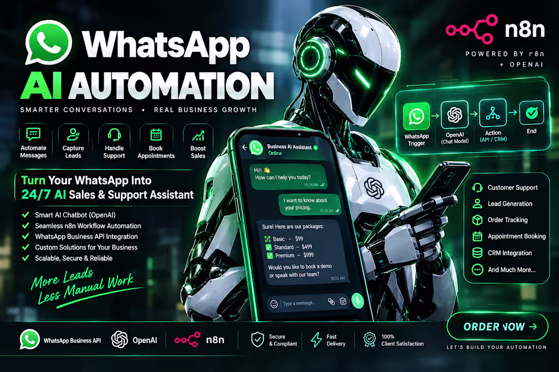 Cover image for I will build AI-powered WhatsApp automation for your business
