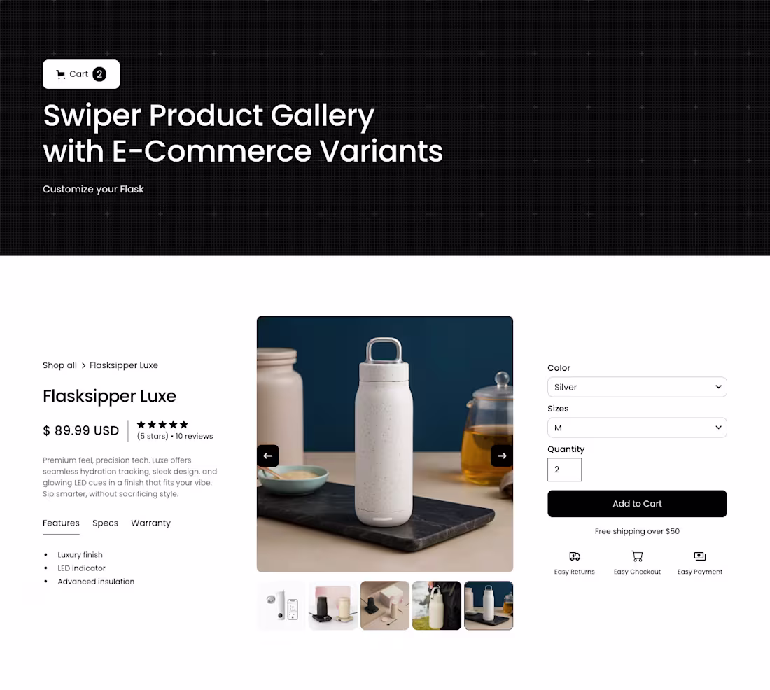 Cover image for Swiper Product Gallery with E-Commerce Variants