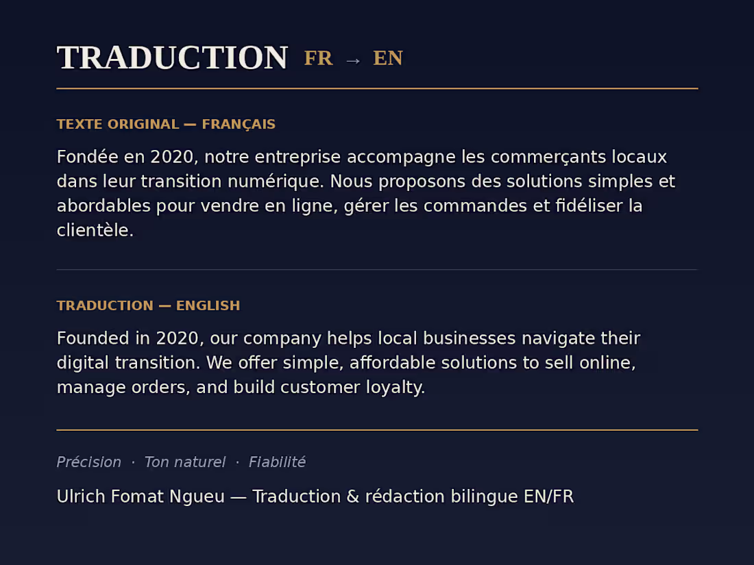 Cover image for Traduction professionnelle FR → EN