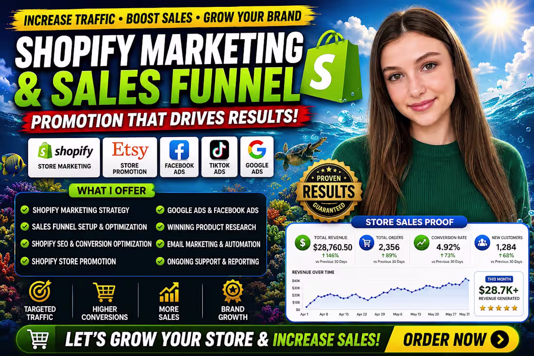 Cover image for Shopify Marketing & Store Optimization to boost shopify sales