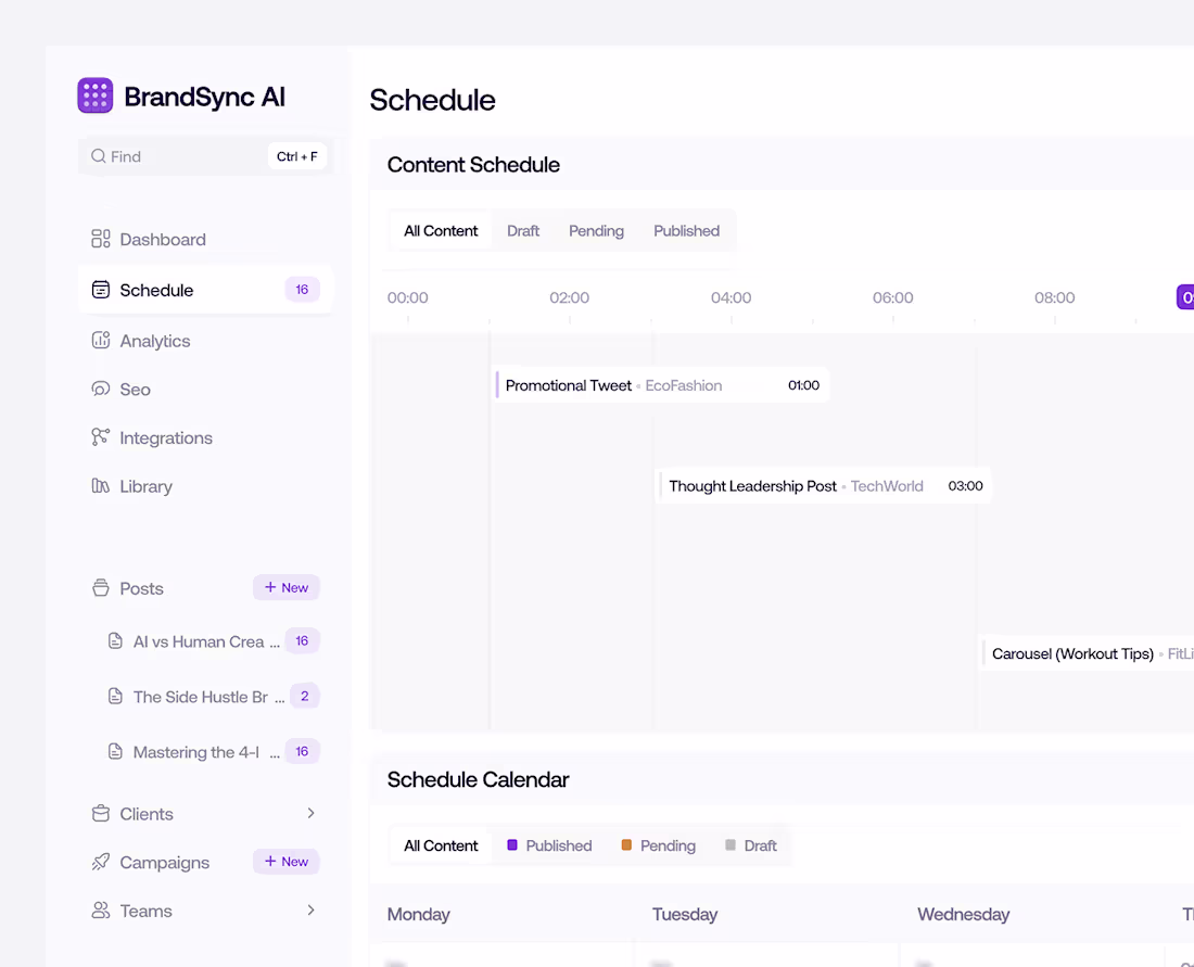 Cover image for BrandSync AI - Schedule Post Dashboard