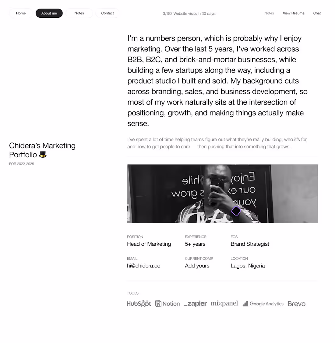 Cover image for chidera.co (http://chidera.co) is a modern