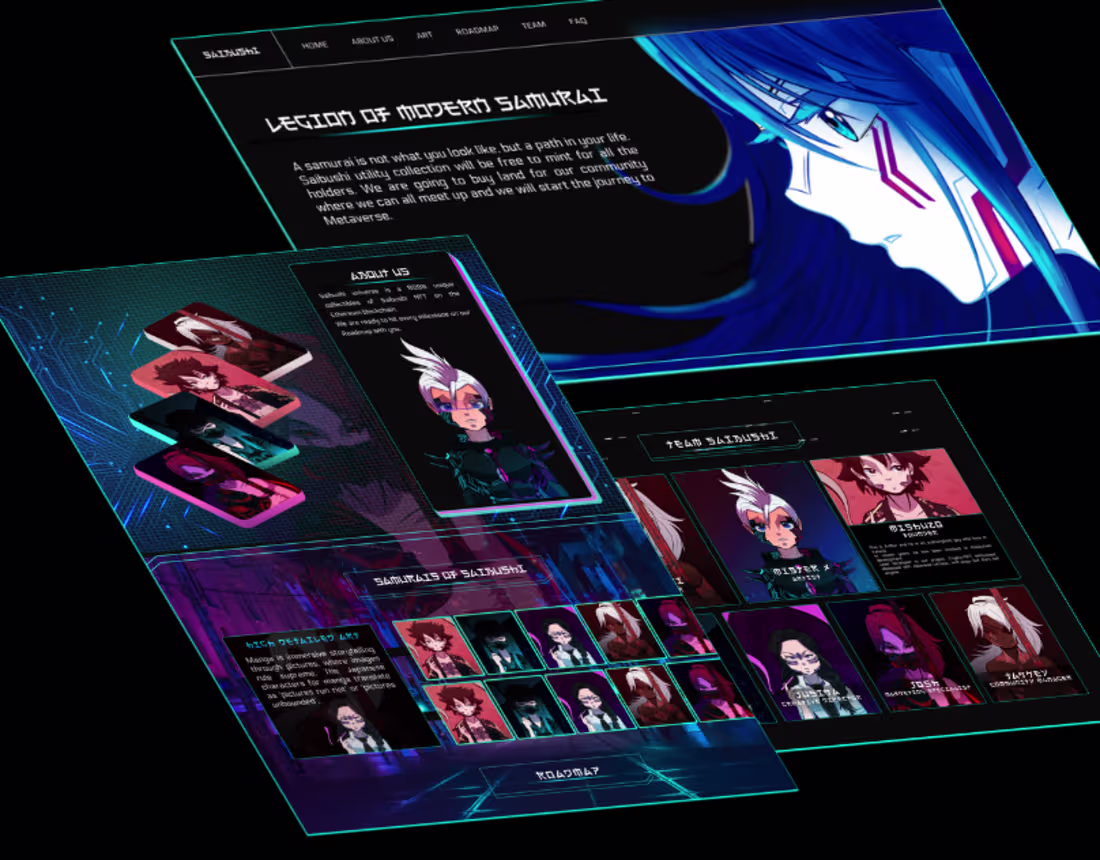 Cover image for Anime Style NFT Landing Page UX/UI in Figma on Behance
