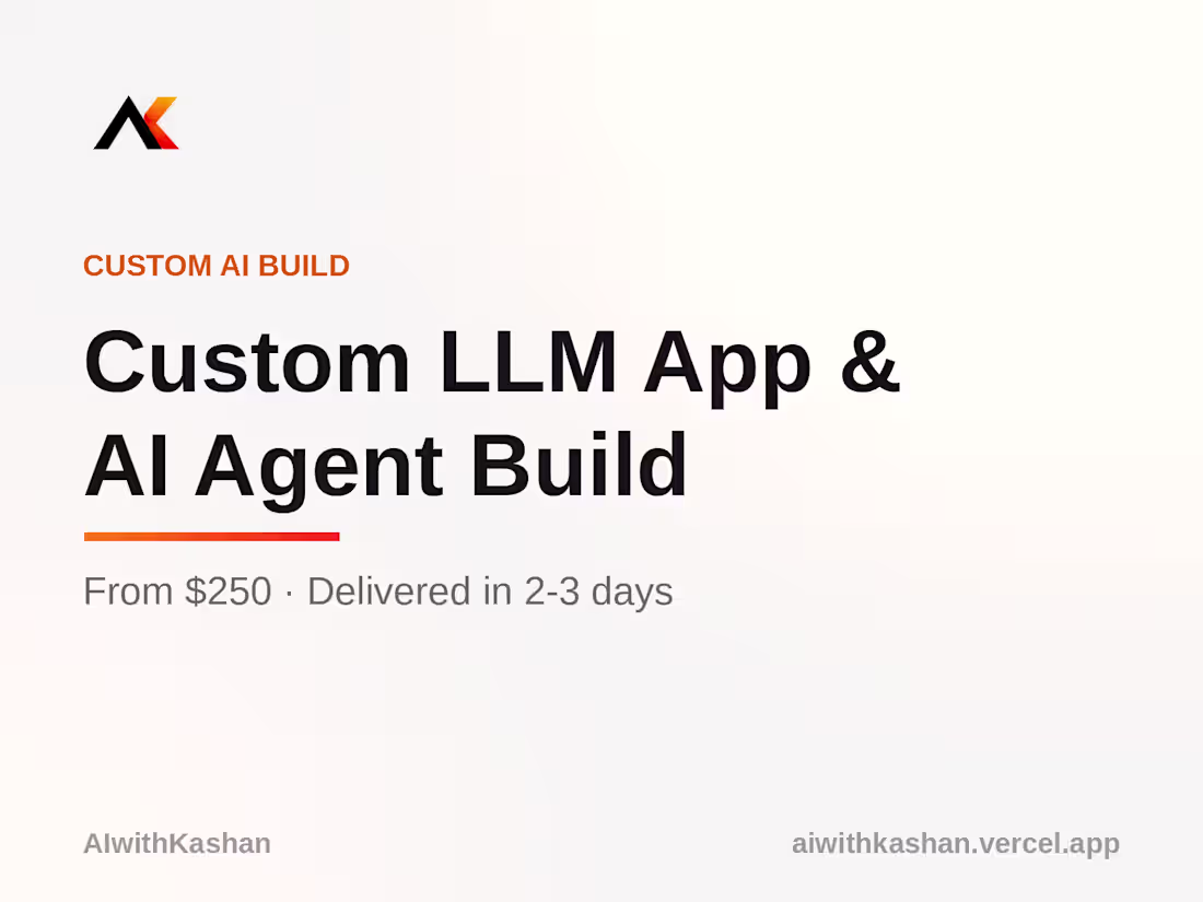 Cover image for Custom LLM App / AI Agent Build