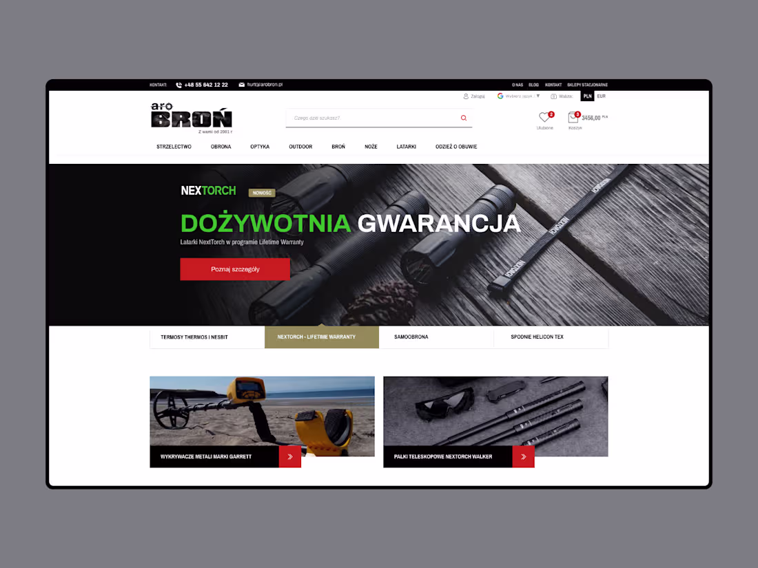 Cover image for E-commerce design for weapons and outdoor gear store