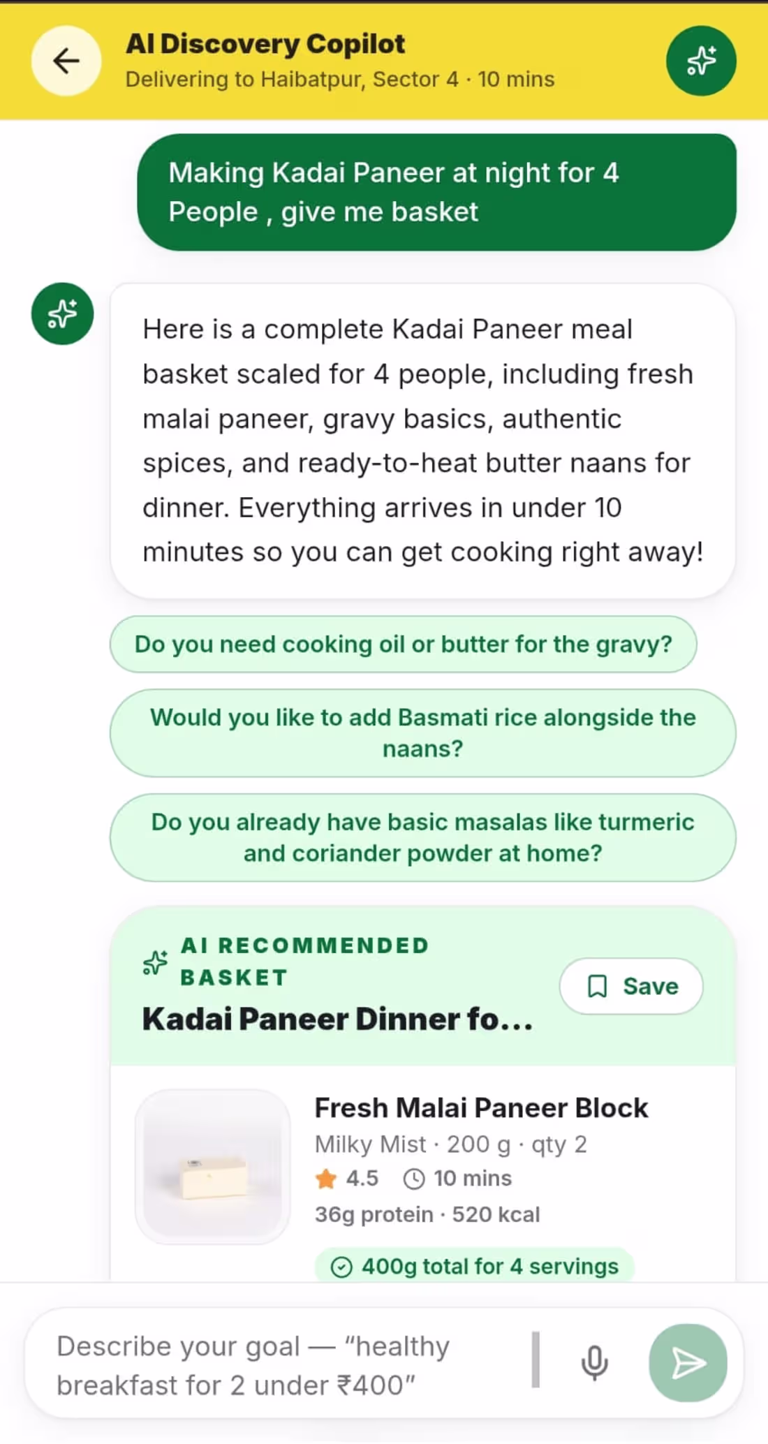 Cover image for Blinkit AI Discovery Copilot – Conversational Shopping MVP