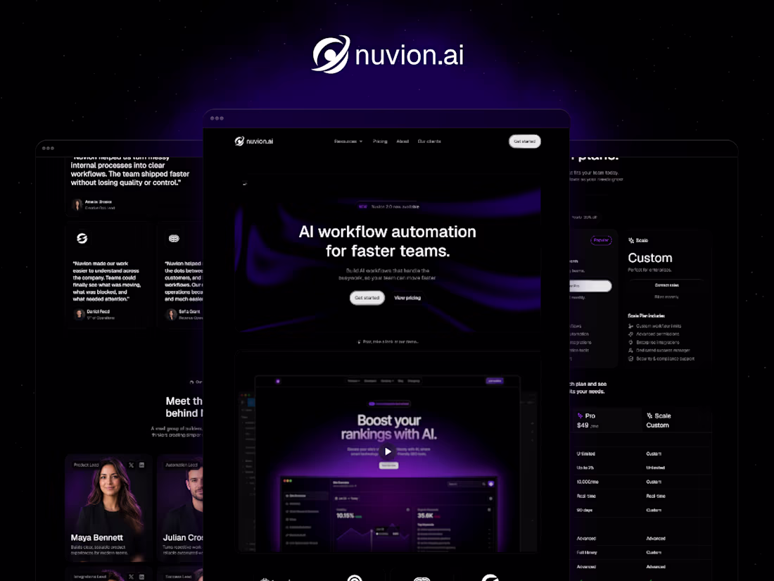 Cover image for SaaS Website Design & Framer Development for Nuvion AI