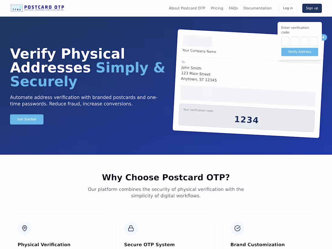 Cover image for PostcardOTP: Secure Address Verification Platform