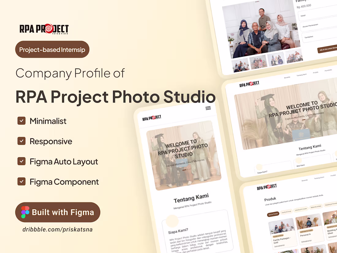 Cover image for Landing Page for RPA Project Photo Studio’s Company Profile