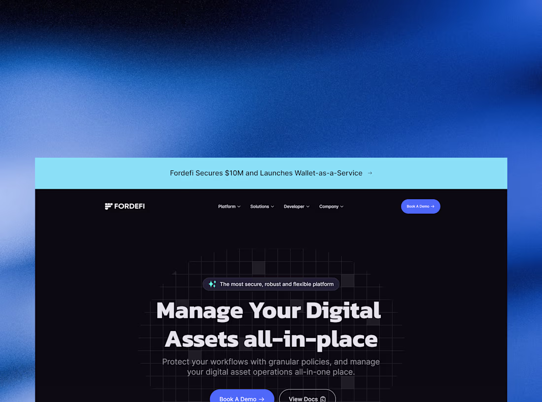 Cover image for Fintech Landing Page Design for Fordefi