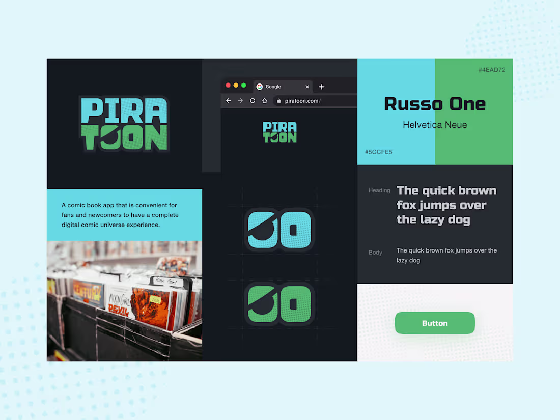 Cover image for 🦸‍♂️Piratoon - Comic Book App | Clean & Fancy Brand Identity