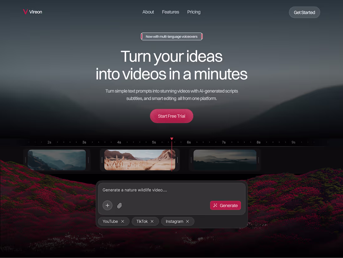 Cover image for AI Video Editor SaaS Landing