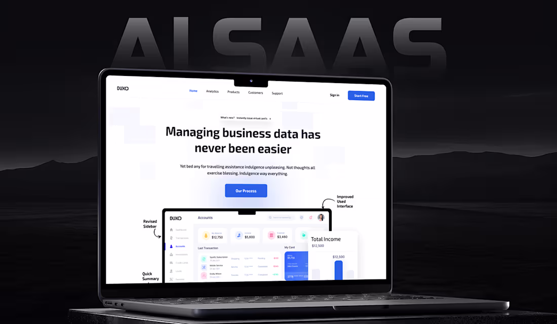 Cover image for Duxo - AI Data Management Website Design - SaaS UI/UX :: Behance