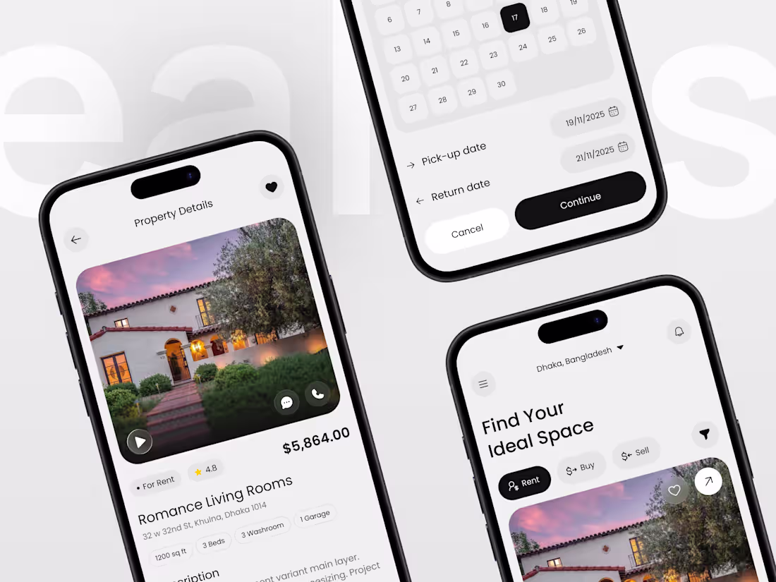 Cover image for Havenly: Premium Property Rental Mobile App UI
