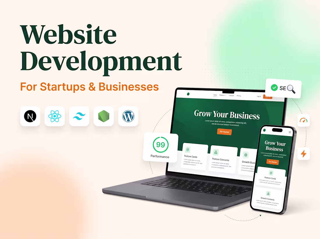 Cover image for Custom Website Development for Startups & Businesses