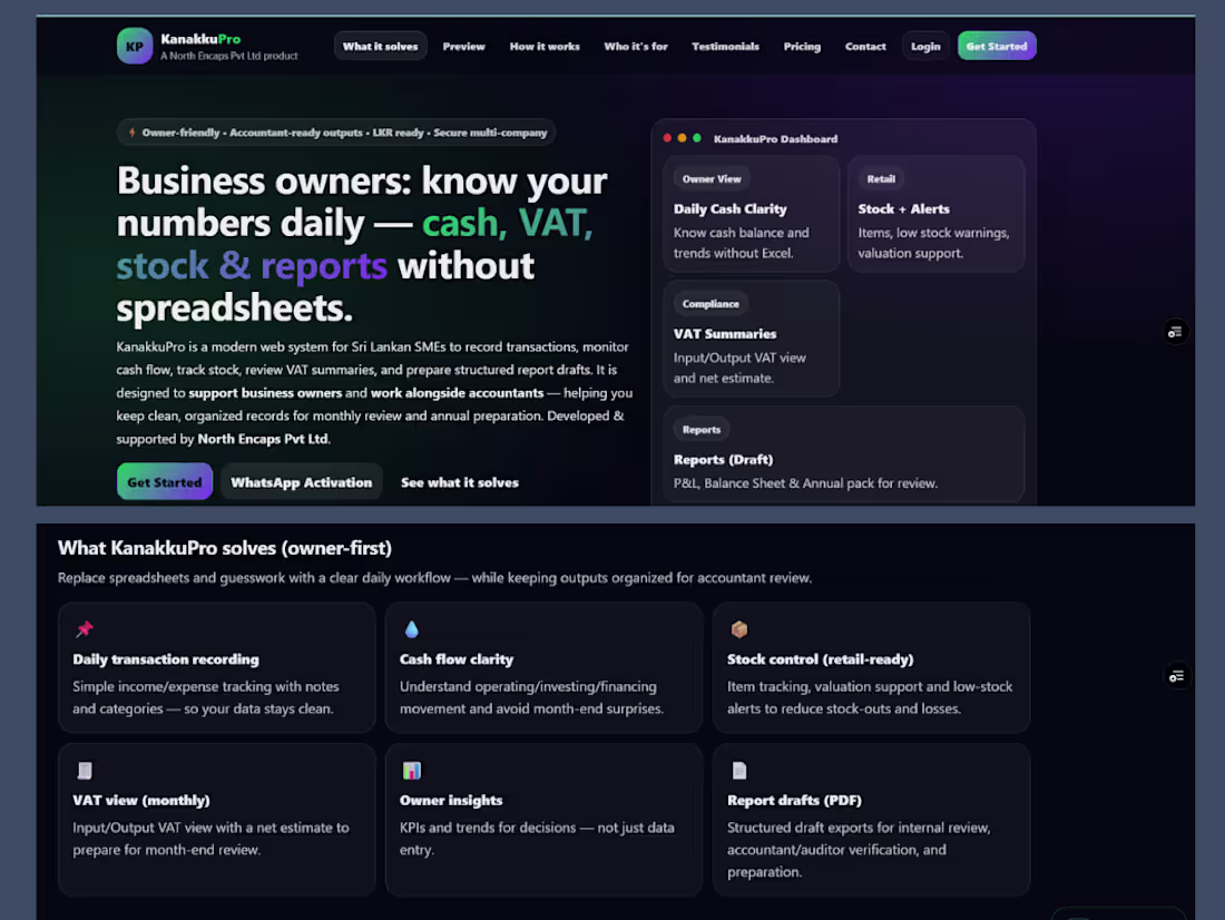 Cover image for KanakkuPro – SME Finance Web