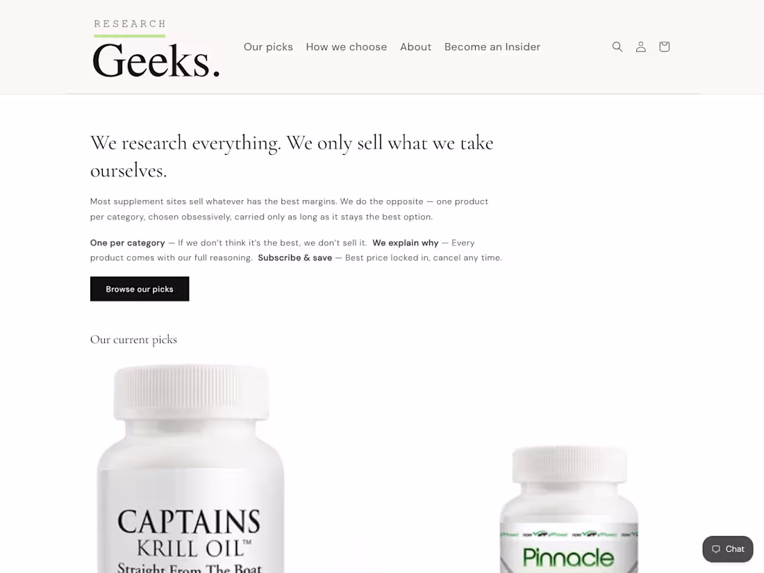 Cover image for ResearchGeeks, my own Shopify store.