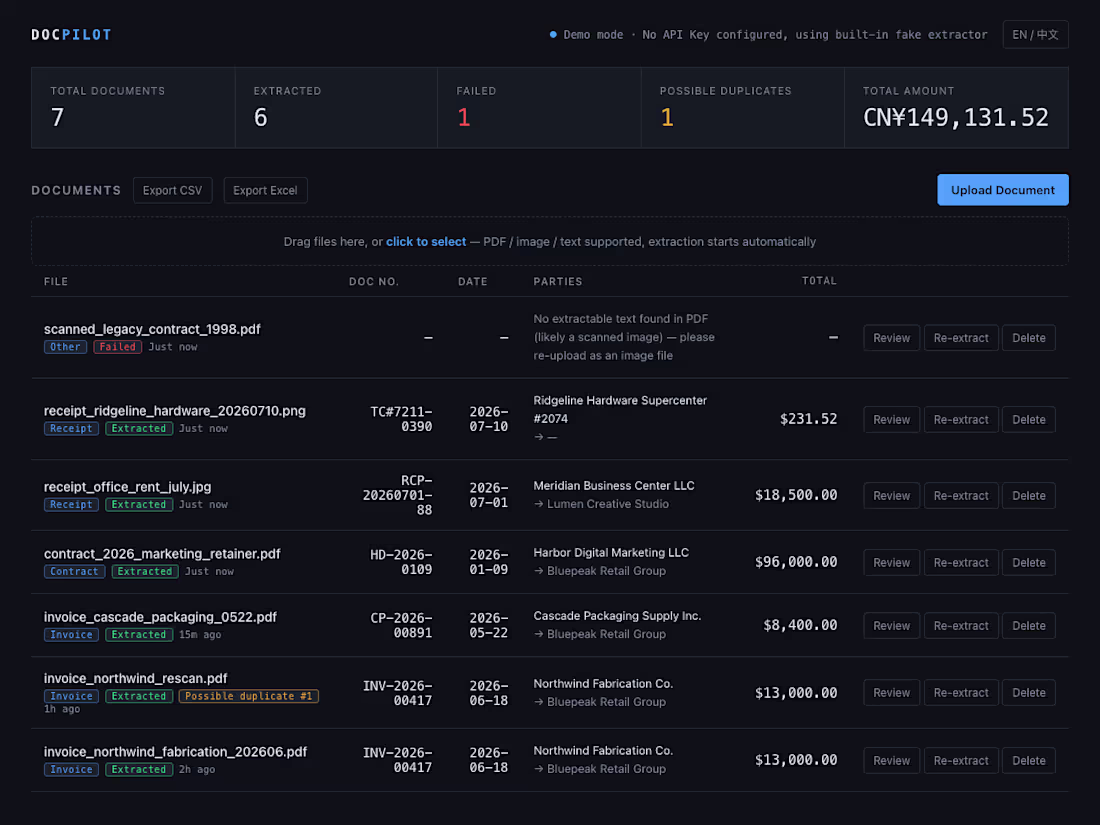 Cover image for DocPilot — AI Document Extraction & Review