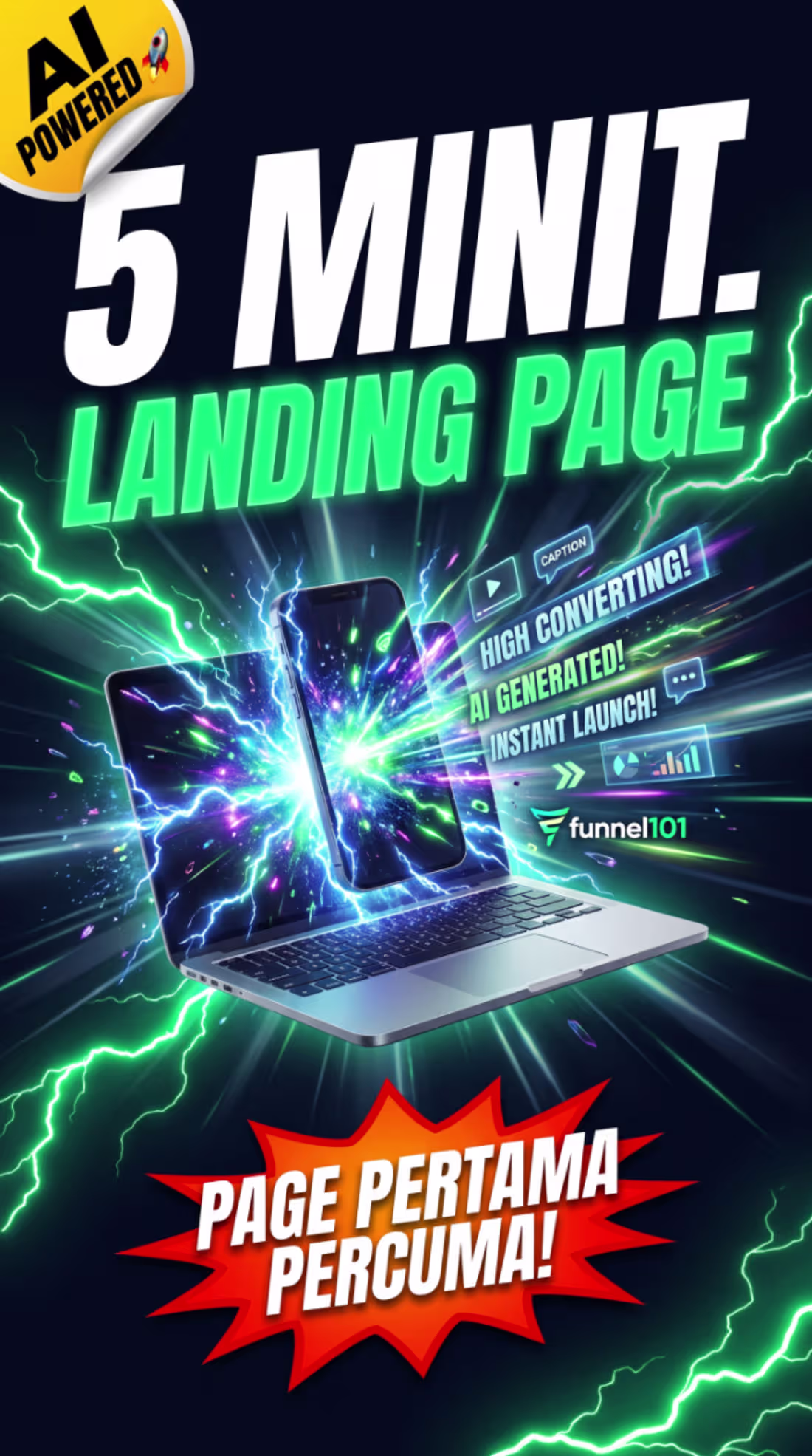 Cover image for 5 minutes landing page with complete marketing strategy