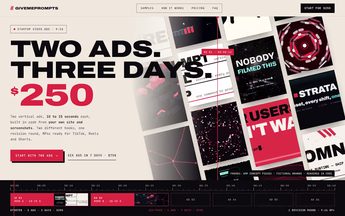 Cover image for Two Ads, Three Days, $250: Framer Landing Page
