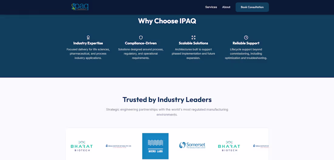 Cover image for Corporate Website for IPAQ Solutions