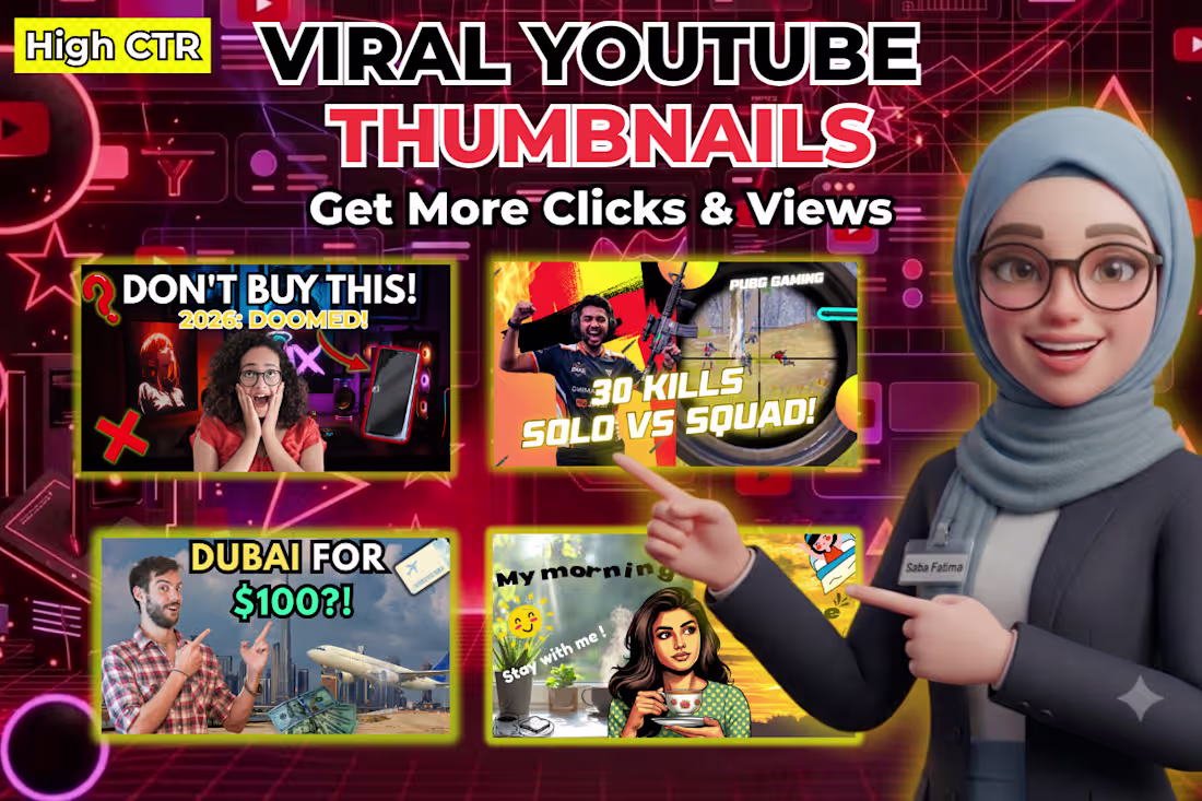 Cover image for Eye catching clickbait youtube thumbnail design in 24 hours