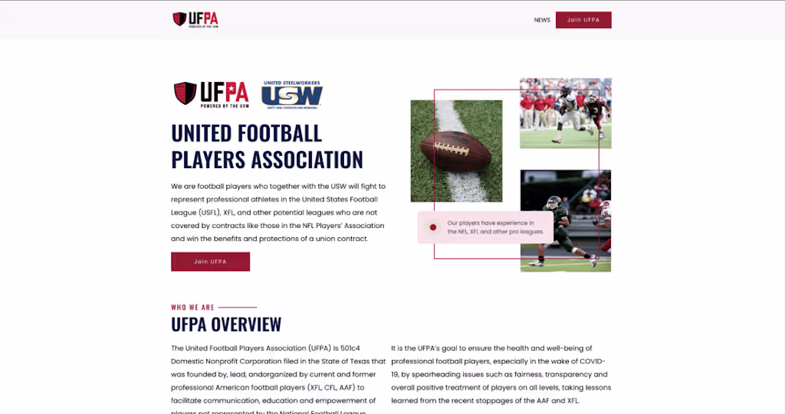 Cover image for United Football Players Association - Vlux Designs