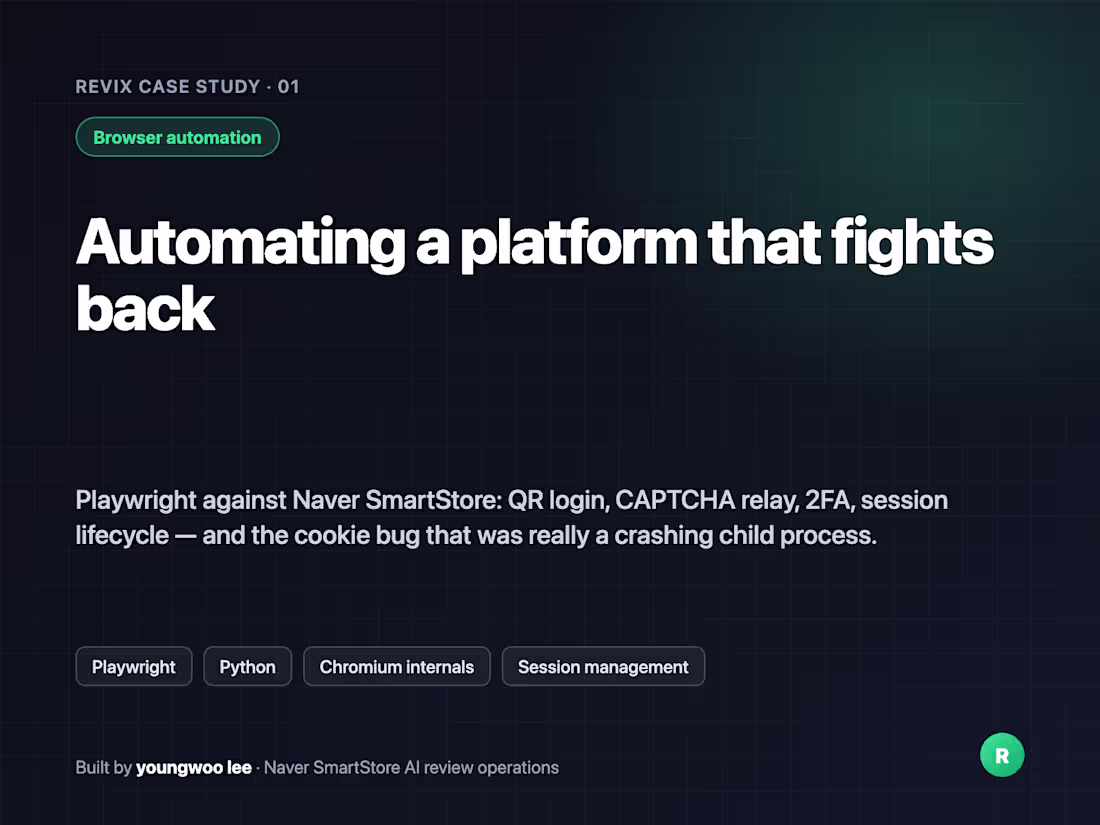 Cover image for Revix: Automating Naver SmartStore with Playwright