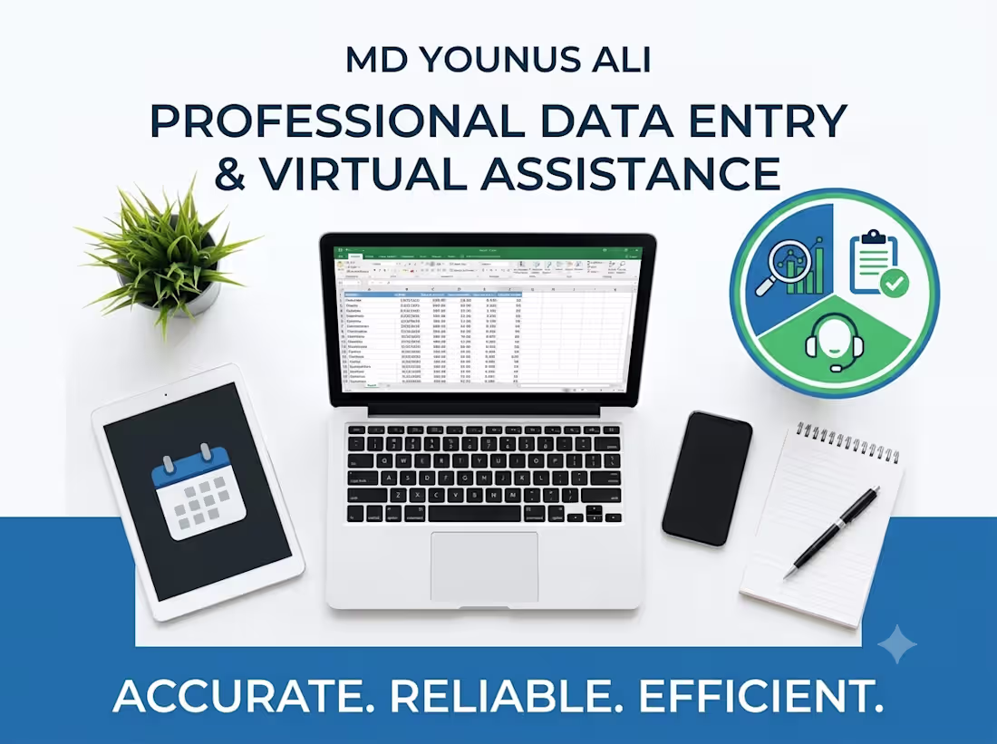 Cover image for Data Entry and Virtual Assistant Support 