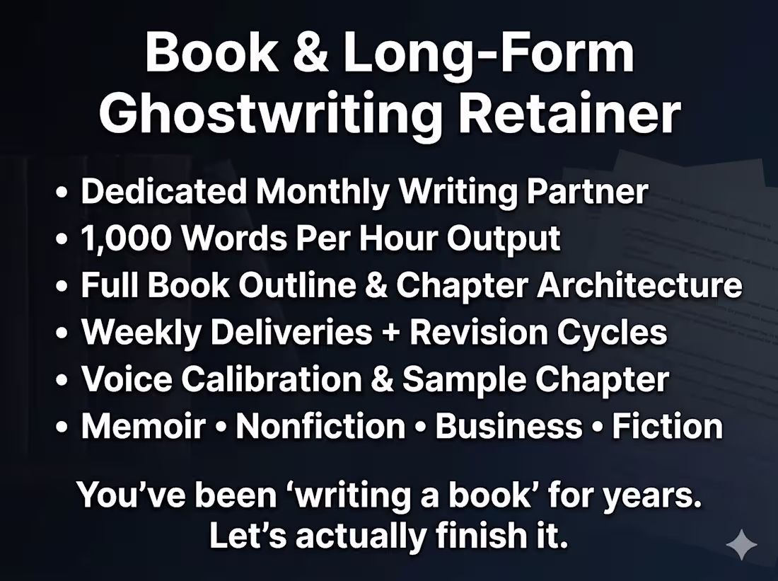 Cover image for Book & Long-Form Ghostwriting Retainer (Monthly)