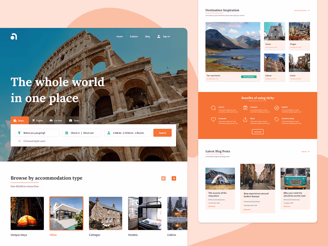 Cover image for Travel Booking Landing Page Concept