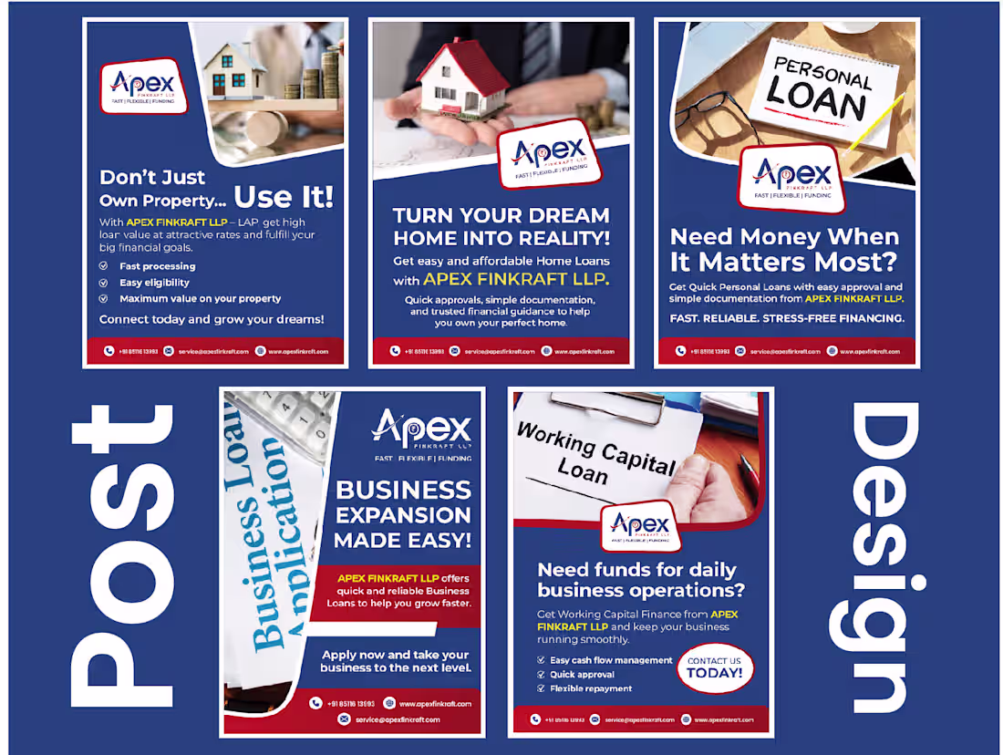 Cover image for Social Media Post Designs for Financial Services (Apex Finkraft 