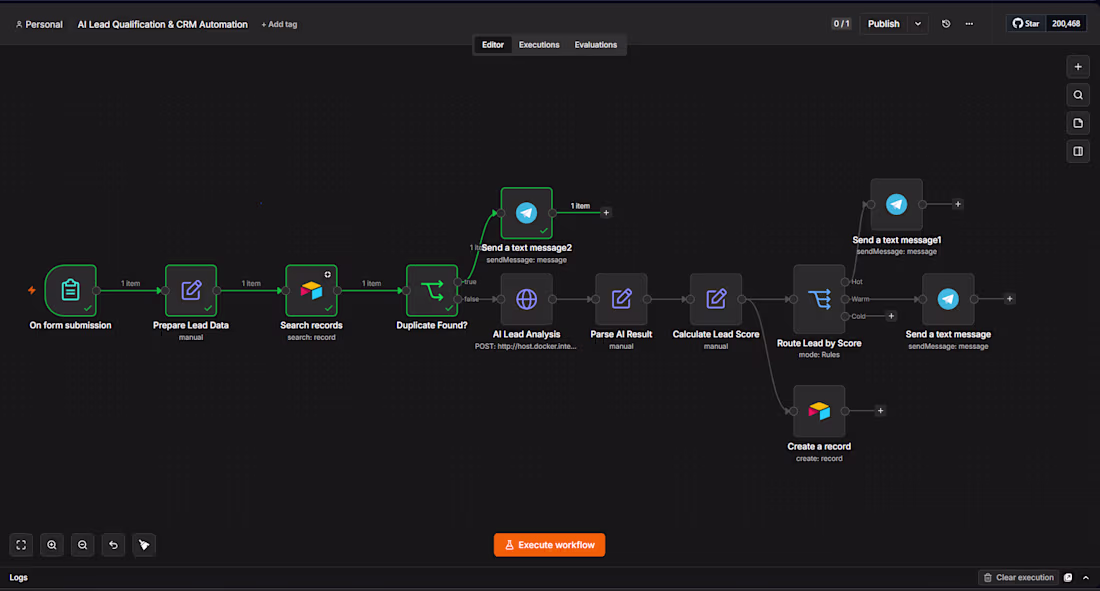 Cover image for AI Lead Qualification & CRM Automation with n8n