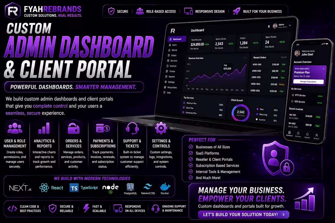 Cover image for Admin Dashboard & Client Portal Development