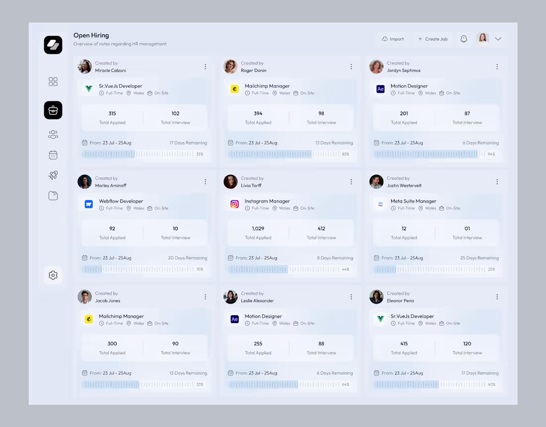 Cover image for HR & Hiring Platform Dashboard Design