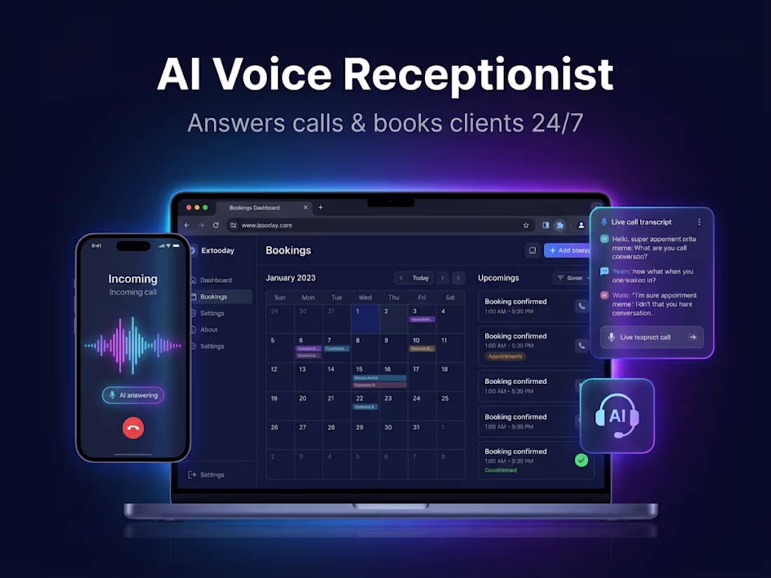 Cover image for AI Voice Receptionist That Answers Calls and Books Clients