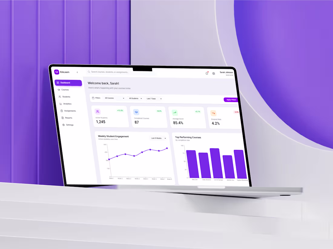 Cover image for E-Learning Analytics Dashboard Design