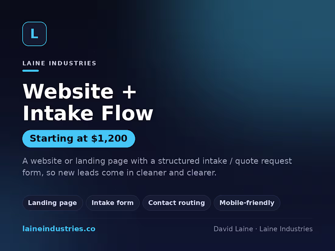 Cover image for Website + Intake Flow