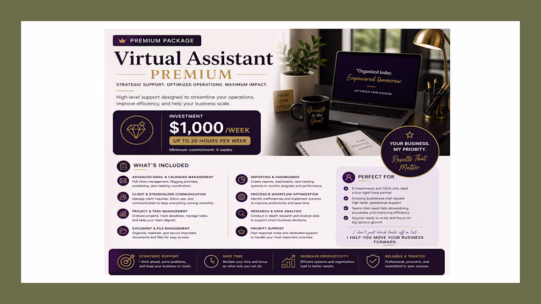 Cover image for Virtual Assistant-Premium Package