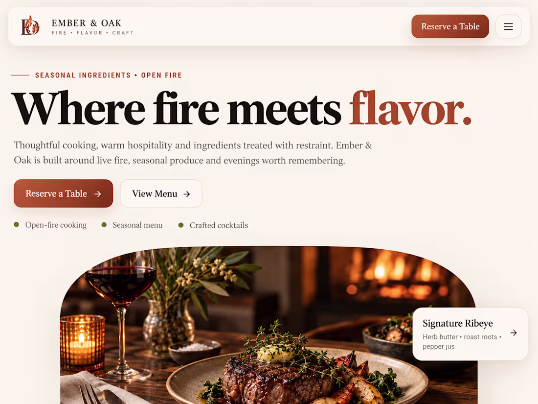 Cover image for A warm, editorial-style restaurant website