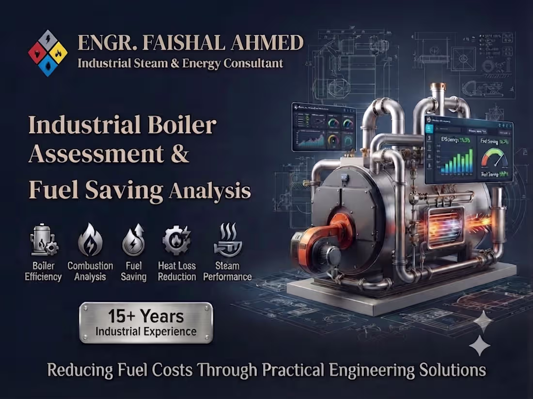 Cover image for Industrial Boiler Efficiency Assessment & Fuel Saving Analysis