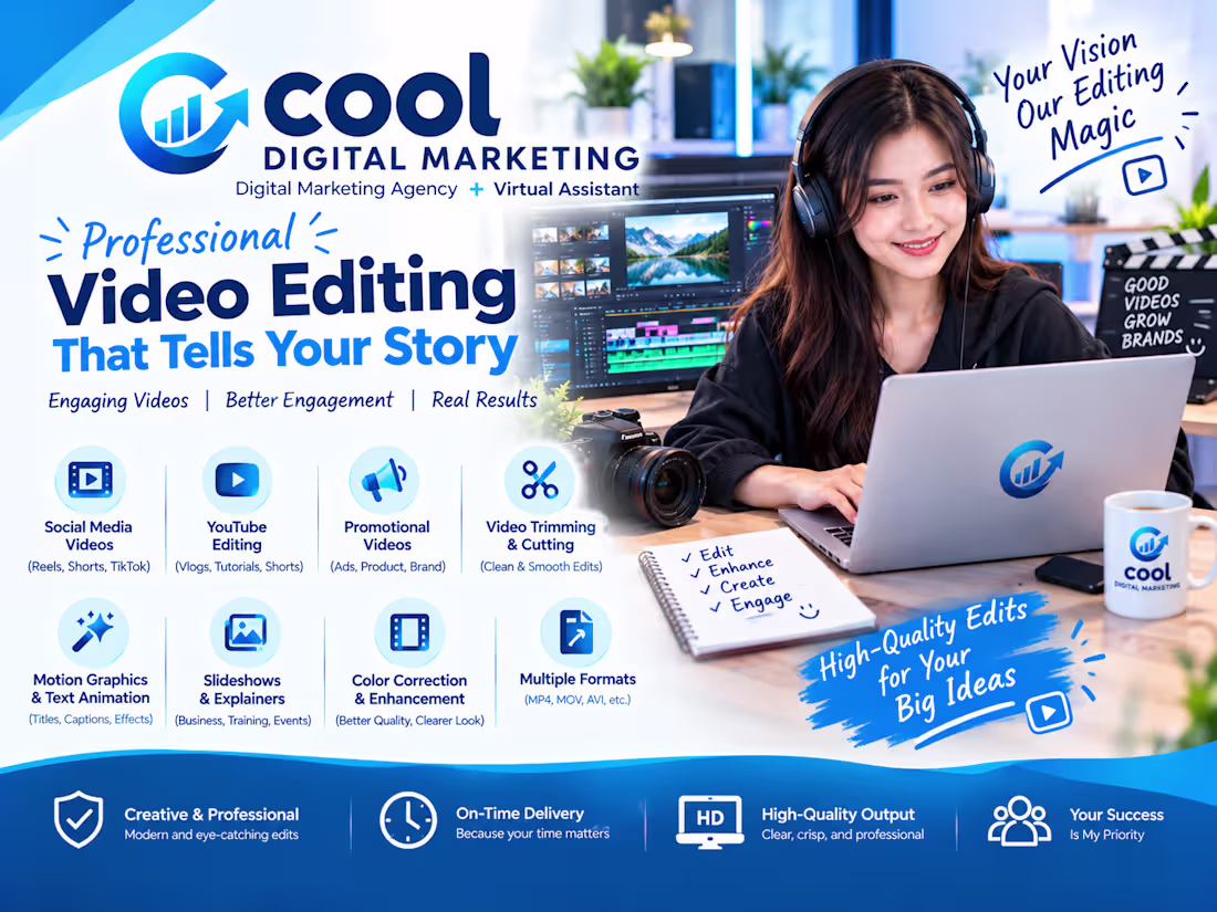 Cover image for Professional Video Editing | Instagram Reels, YouTube Shorts 