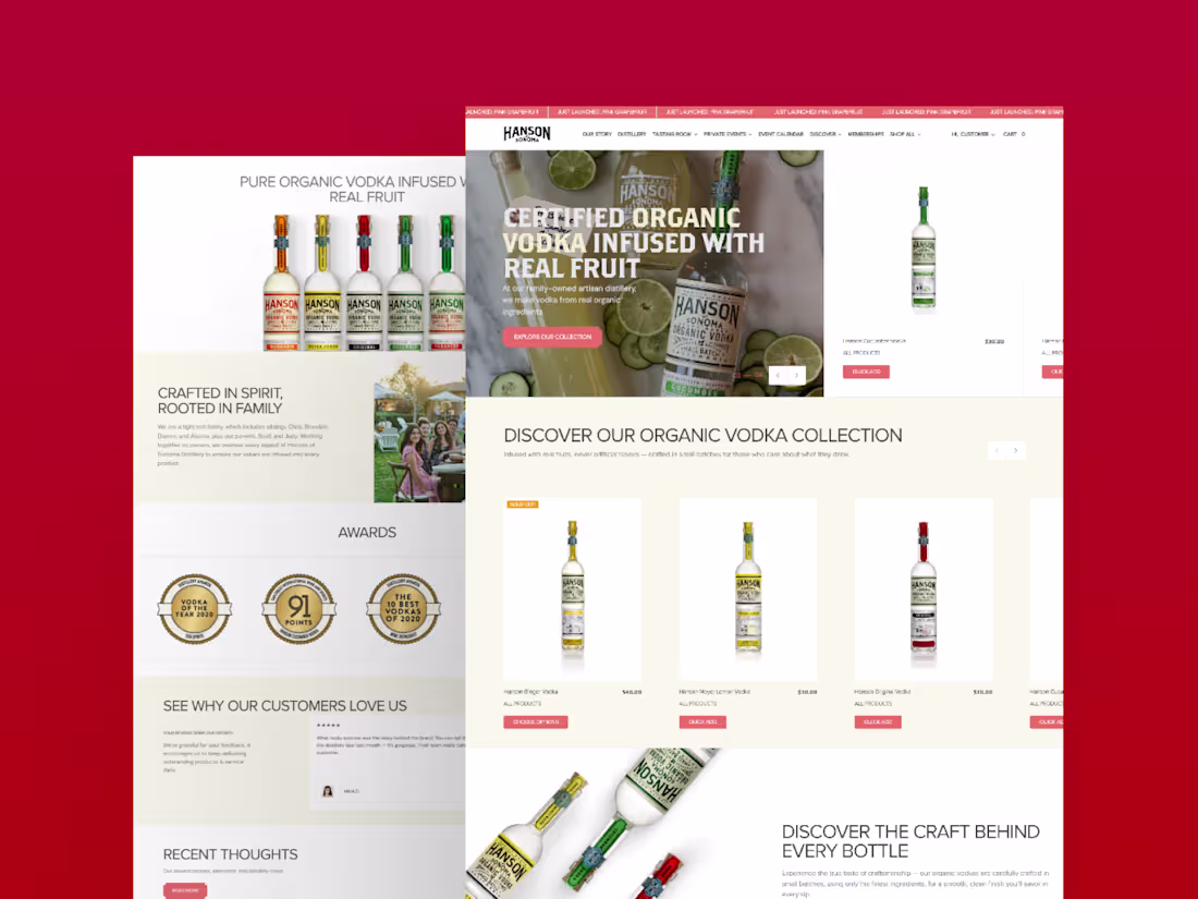 Cover image for Premium Shopify Store Redesign for Hanson of Sonoma