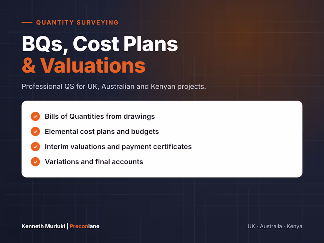 Cover image for Quantity Surveyor: BQs, Cost Plans & Valuations