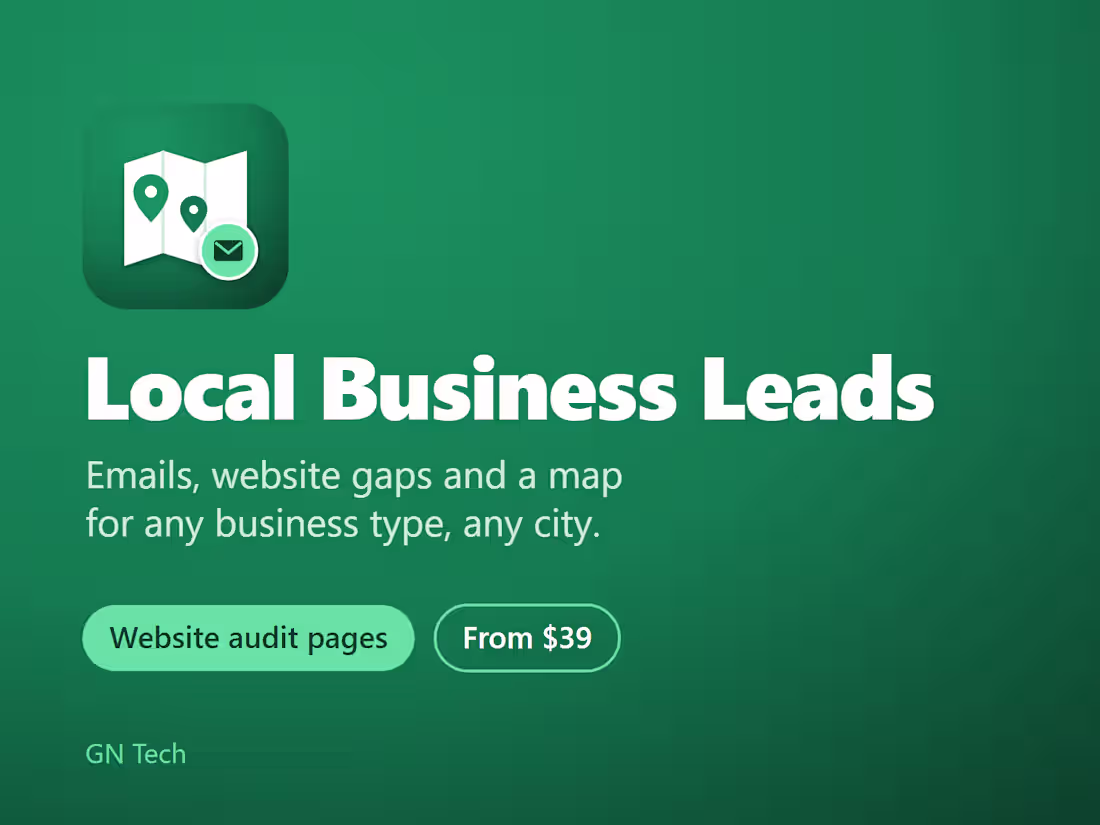 Cover image for Local business leads with website audit and map (done for you)