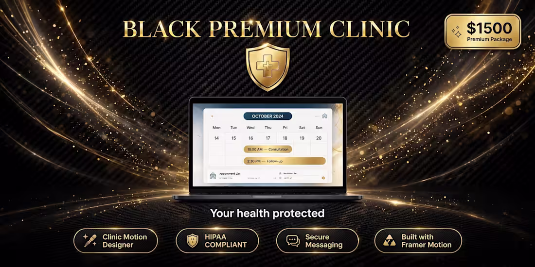 Cover image for Black Premium Clinic | Framer + HIPAA Booking $1200