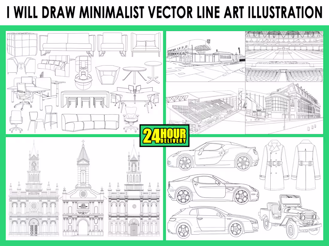 Cover image for Custom Vector Outline, Line Art Illustration | Adobe Illustrator